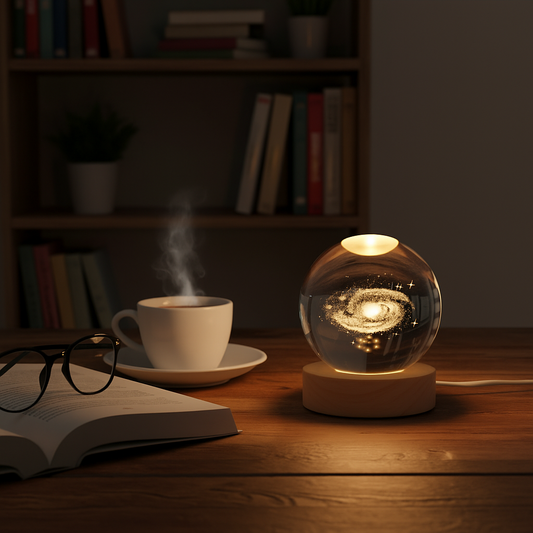 3D Solar System Ball Lamp – 6cm Glass Globe, Warm White, USB Powered