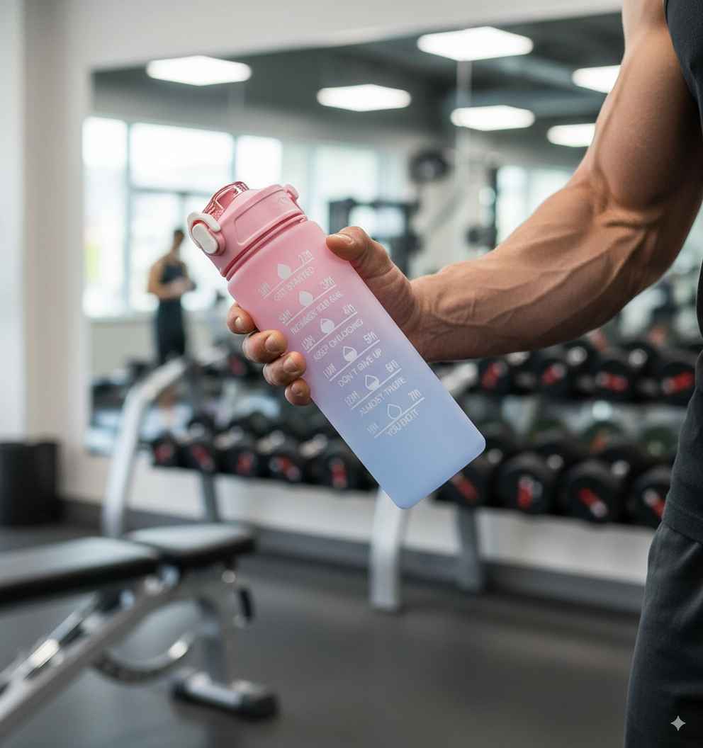 3-in-1 Motivational Water Bottle Set (2L + 900ml + 280ml) – Leakproof, BPA-Free, Daily Hydration Tracker