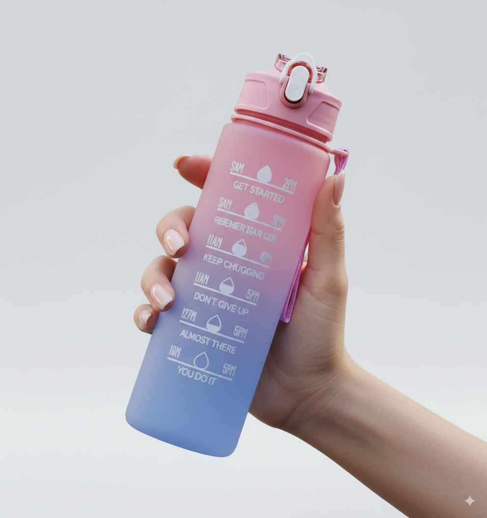 3-in-1 Motivational Water Bottle Set (2L + 900ml + 280ml) – Leakproof, BPA-Free, Daily Hydration Tracker