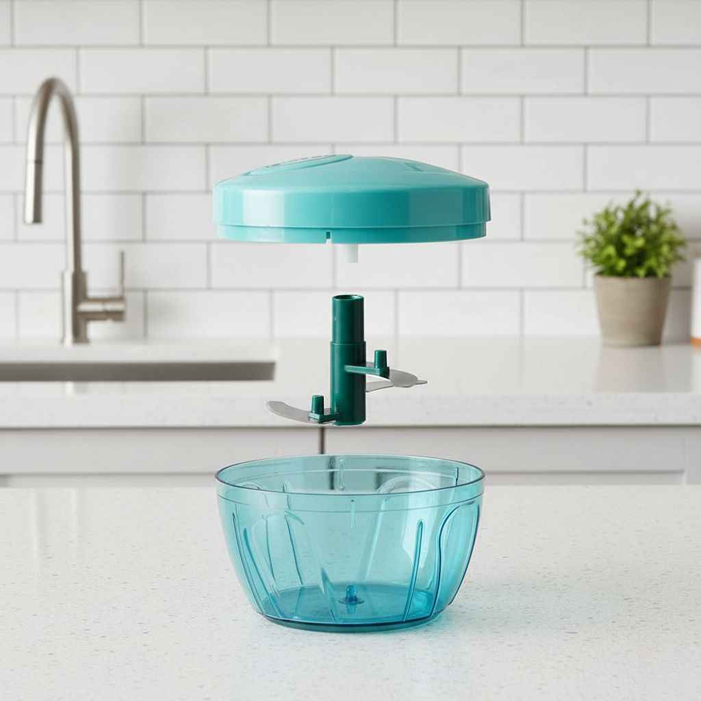 Manual Vegetable Chopper & Food Processor – 3 Blade, Easy Pull String, 900 ml