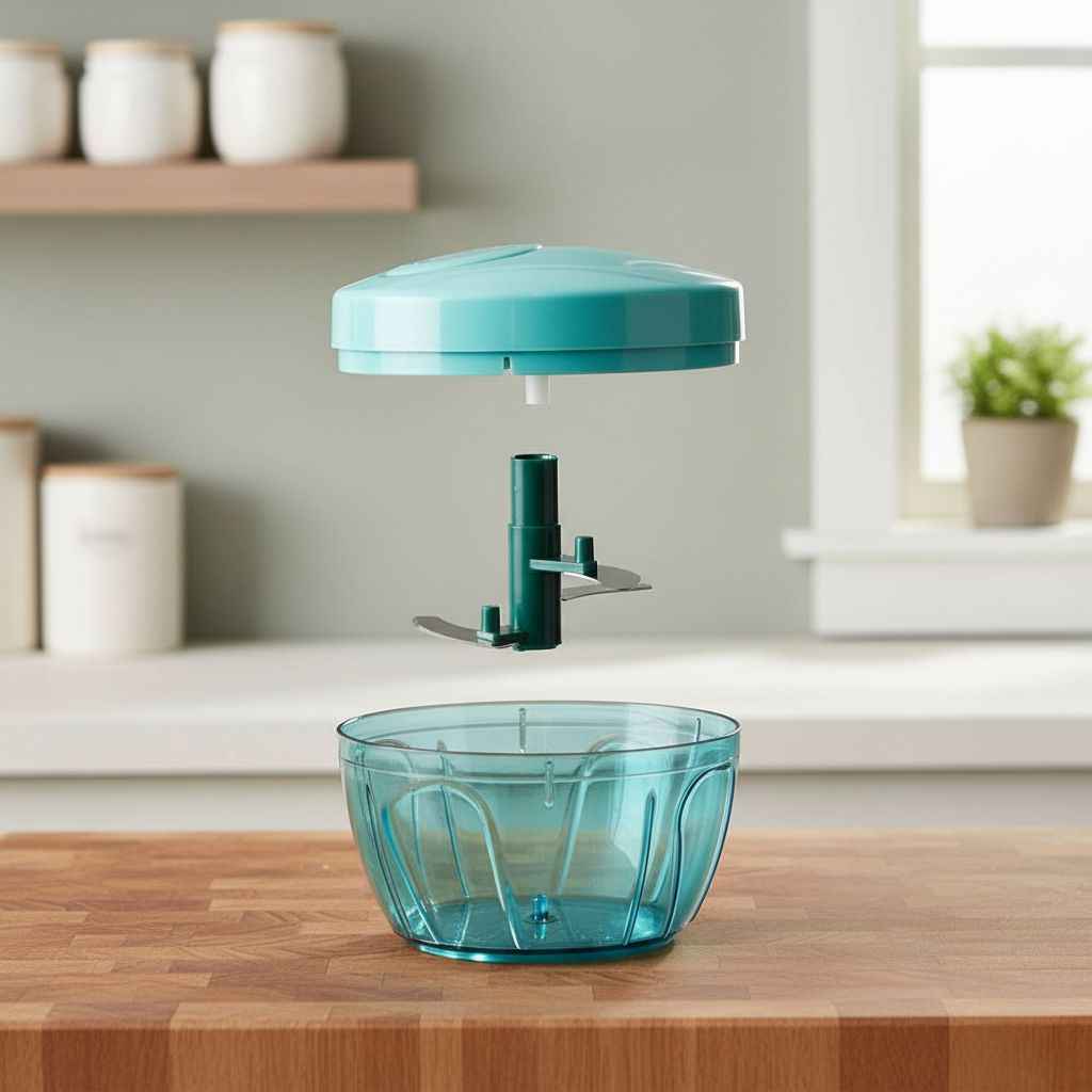 Manual Vegetable Chopper & Food Processor – 3 Blade, Easy Pull String, 900 ml