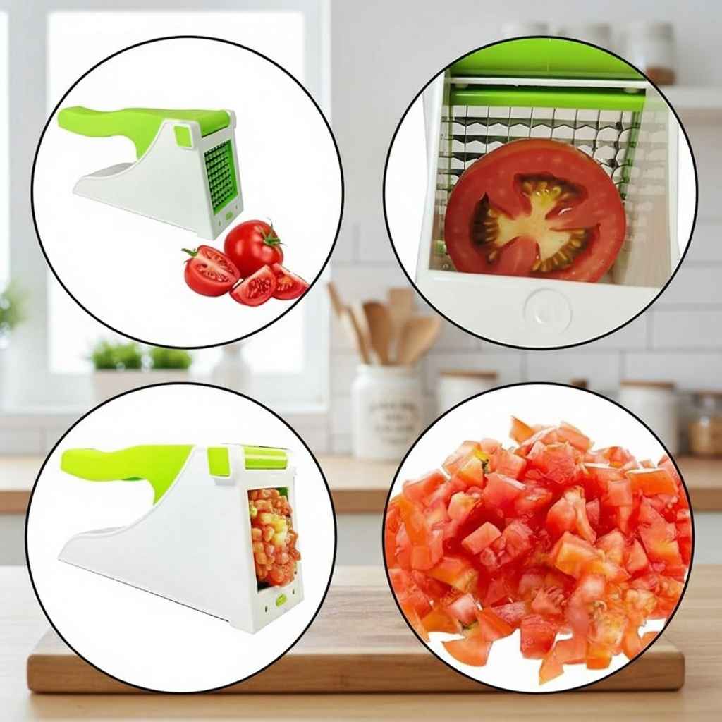Semi-Automatic Vegetable Slicer – Plastic Body, Stainless Steel Motor, Ideal for Onion, Ginger & Potato Cutting