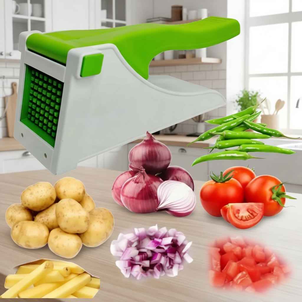 Semi-Automatic Vegetable Slicer – Plastic Body, Stainless Steel Motor, Ideal for Onion, Ginger & Potato Cutting