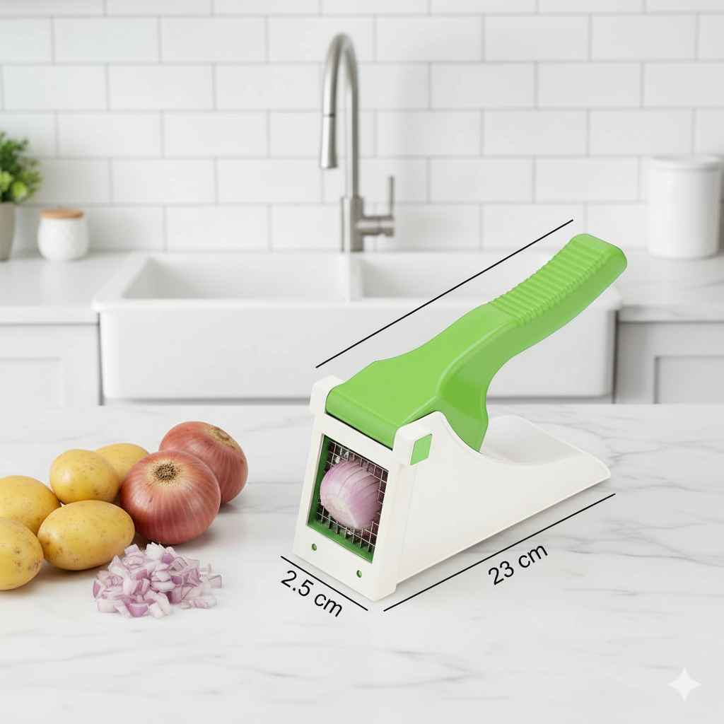 Semi-Automatic Vegetable Slicer – Plastic Body, Stainless Steel Motor, Ideal for Onion, Ginger & Potato Cutting