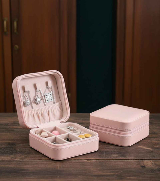 Leather Small Jewelry Box – Square Shape, Elegant Gift for Birthday & Wedding