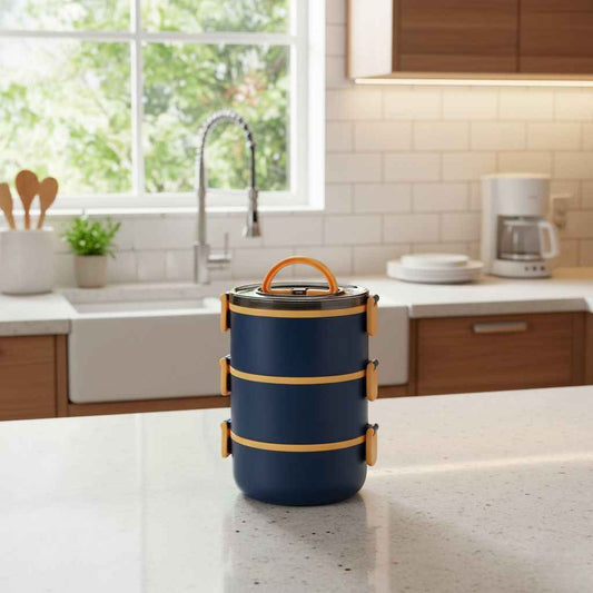 FLY Magnum 3-Tier Lunch Box – 1000ml, Leakproof, Airtight, Portable for Adults & Kids