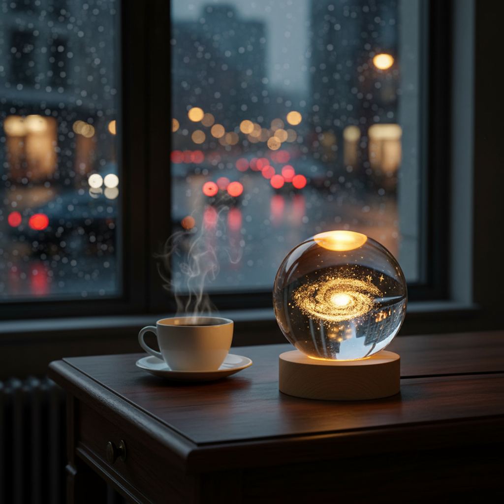 3D Solar System Ball Lamp – 6cm Glass Globe, Warm White, USB Powered
